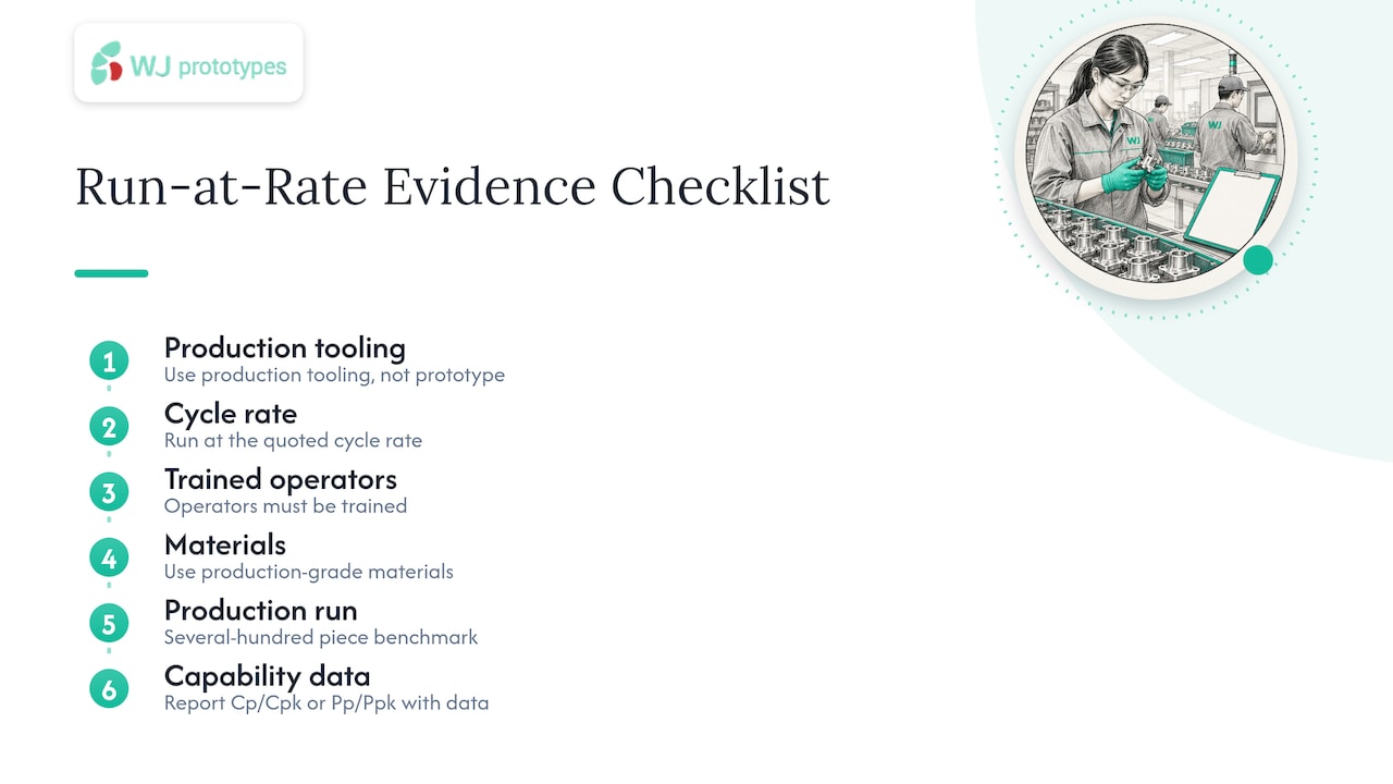 Run-at-rate evidence requirements for PPAP