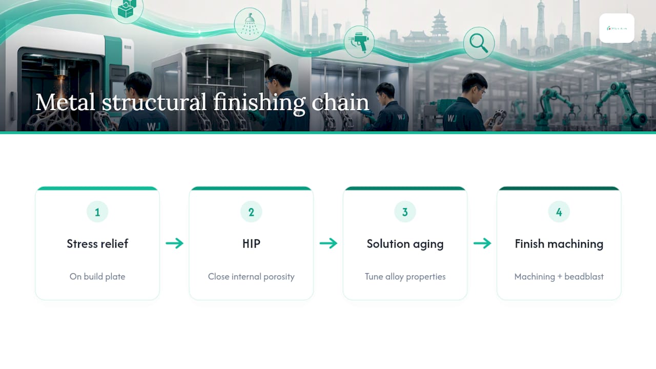 Four-step metal additive finishing chain