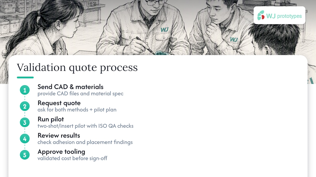 Get a validation quote for your overmolding or insert molding project — overview diagram