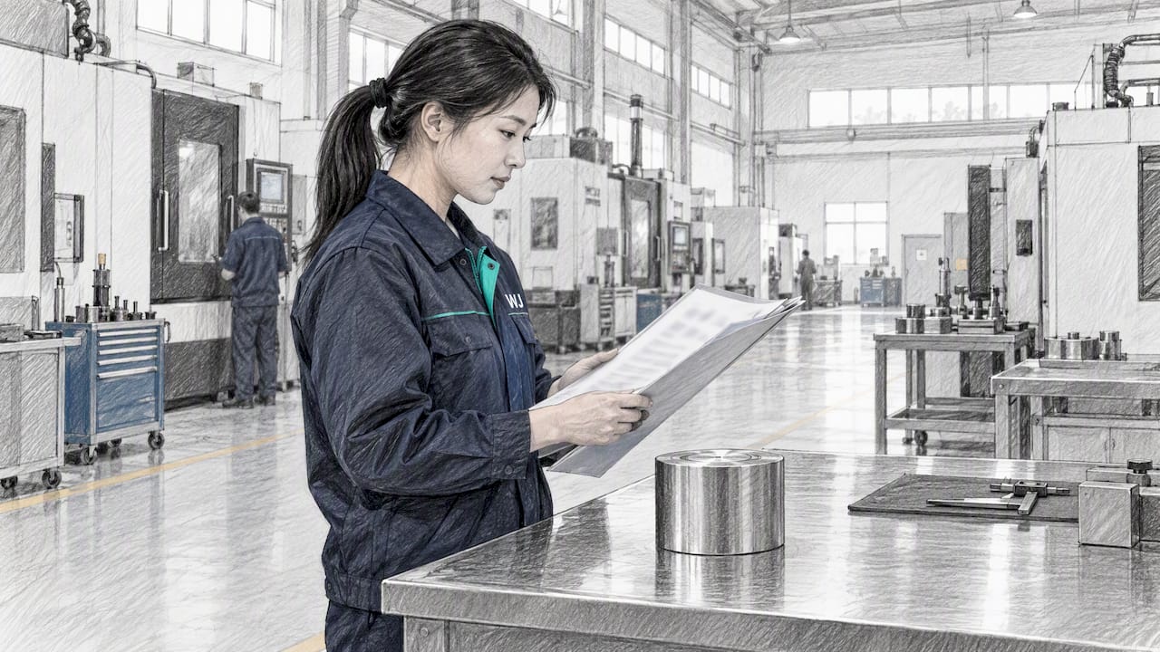 Engineer reviewing titanium supplier records