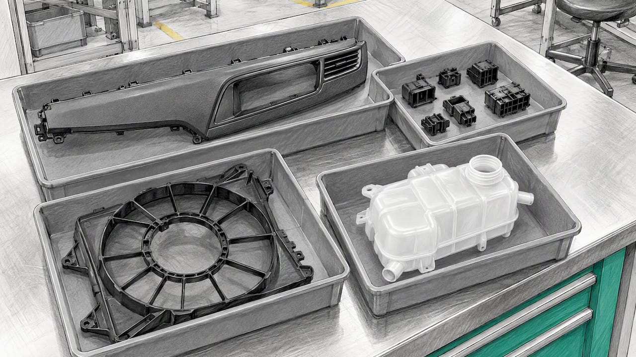 Examples of injection-molded automotive components
