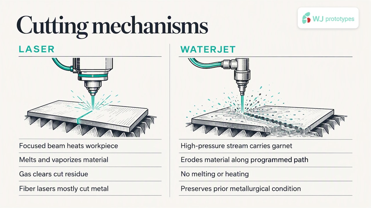 Laser heat cutting compared with cold abrasive erosion