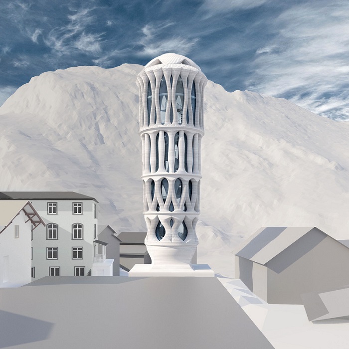 3D打印白塔模型，用于演示建筑方案