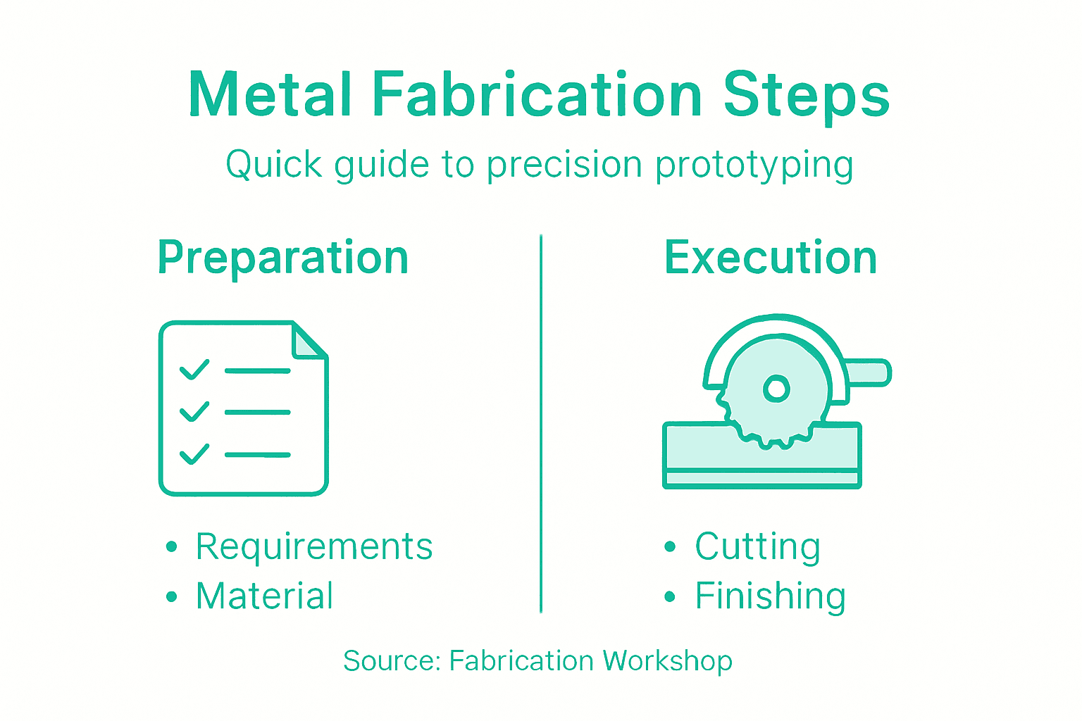 Infographic showing metal fabrication process steps