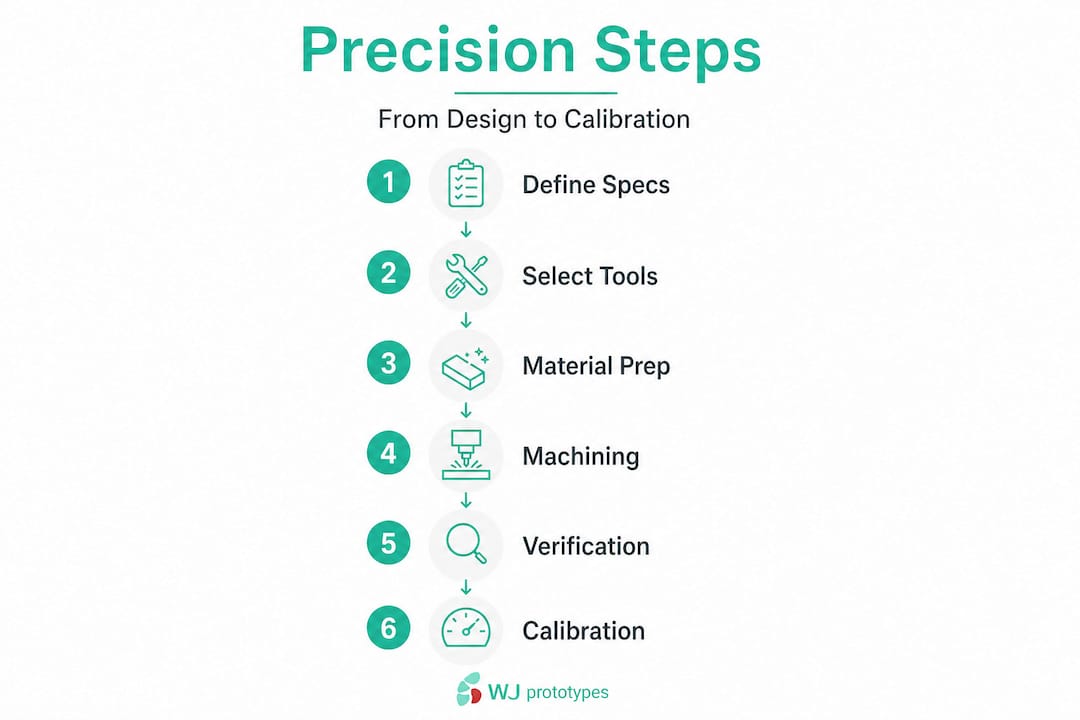 Infographic showing precision engineering workflow steps