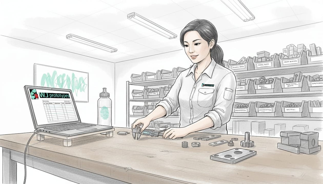 Woman prepares prototype tools and materials