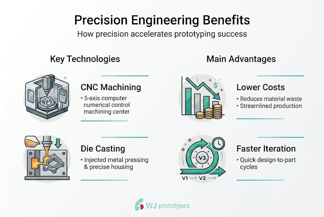 Infographic on precision engineering benefits for prototyping