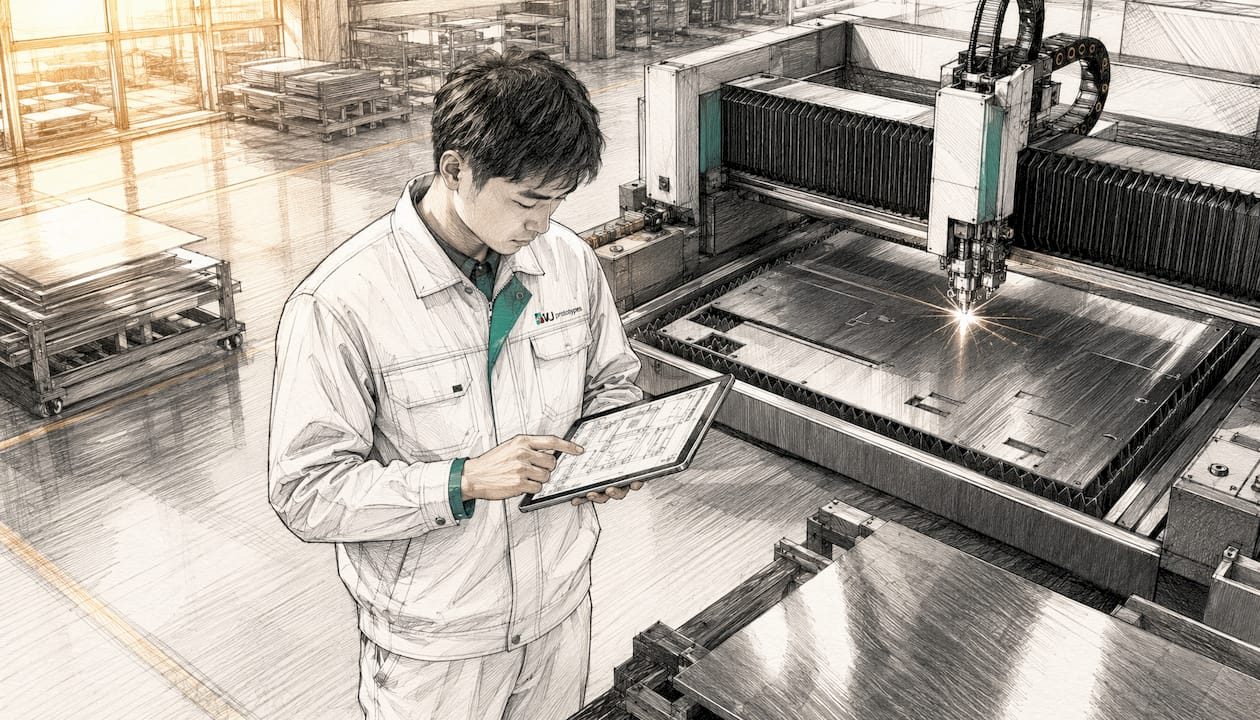 Chinese engineer in WJ uniform at stainless factory