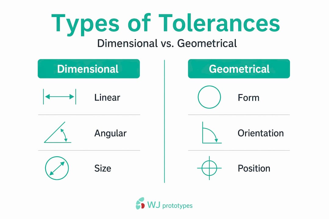 Infographic comparing dimensional and geometrical tolerances