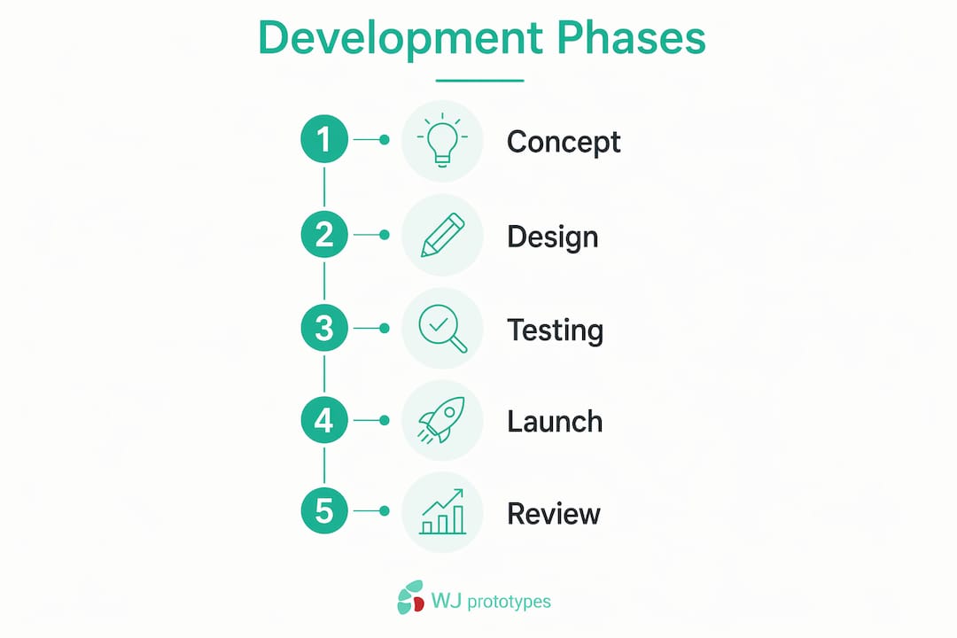 Infographic illustrating product development phases