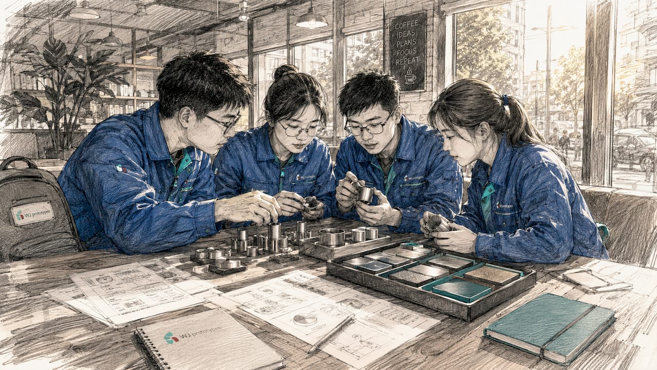 Chinese engineers inspecting surface finish parts