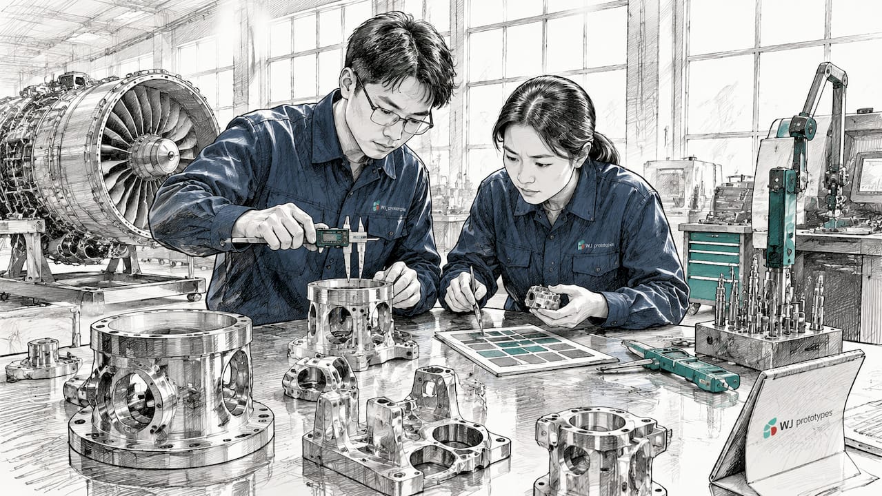 Chinese engineers inspecting anodized aluminum parts