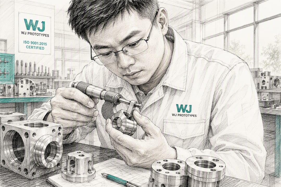 Engineer measuring prototype gap in factory