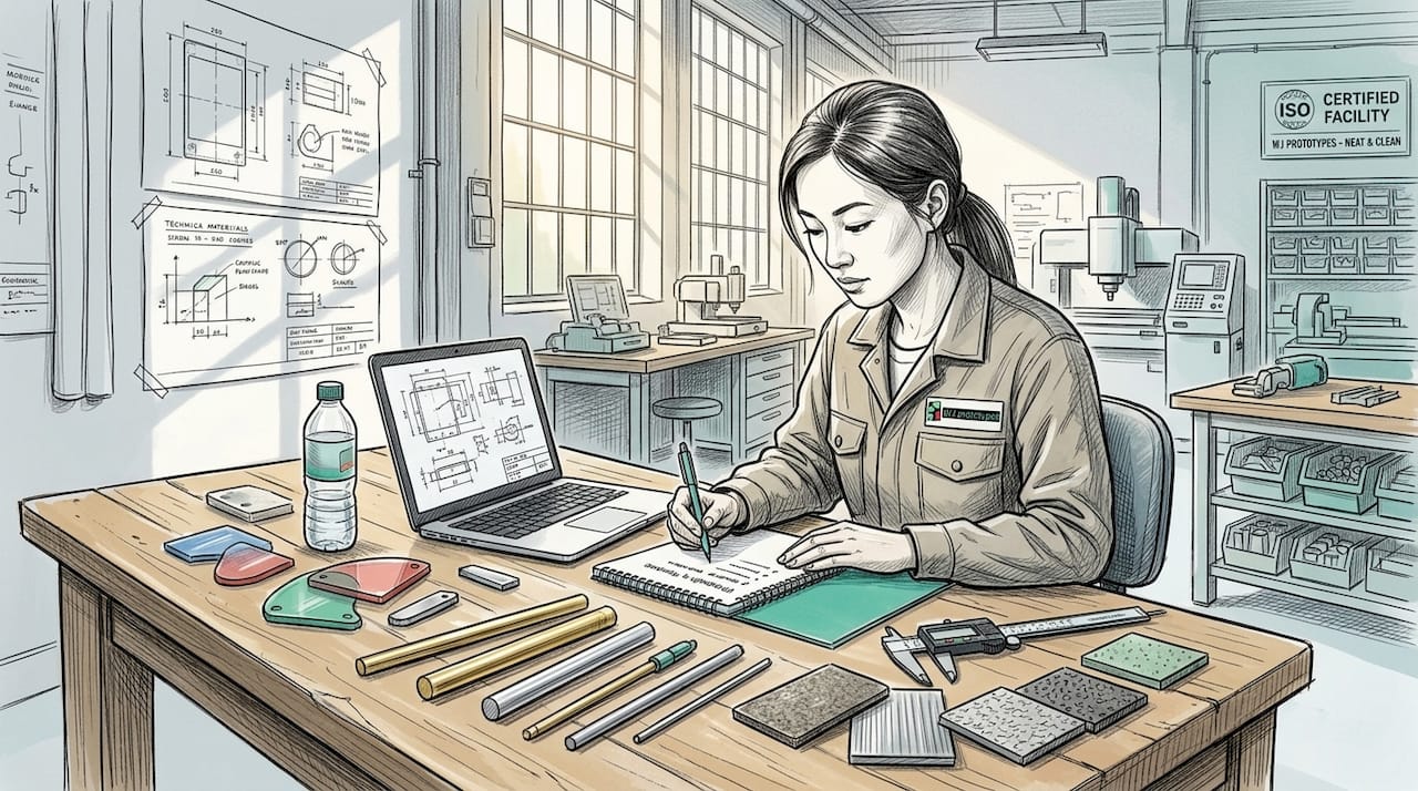 Engineer reviewing prototyping materials at desk