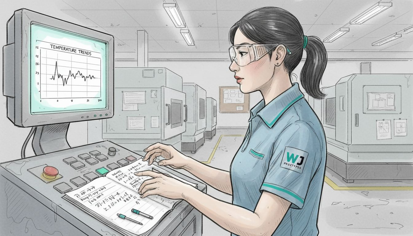 Engineer reviewing process parameters at control panel