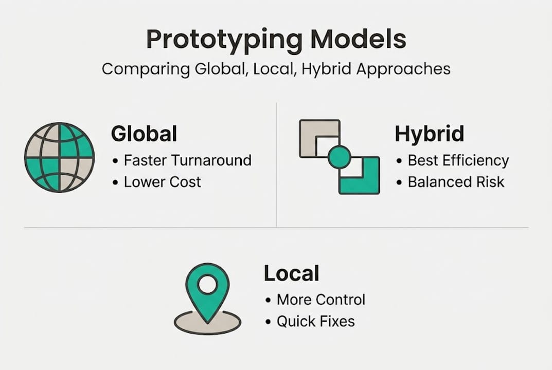 Infographic comparing prototyping model key features