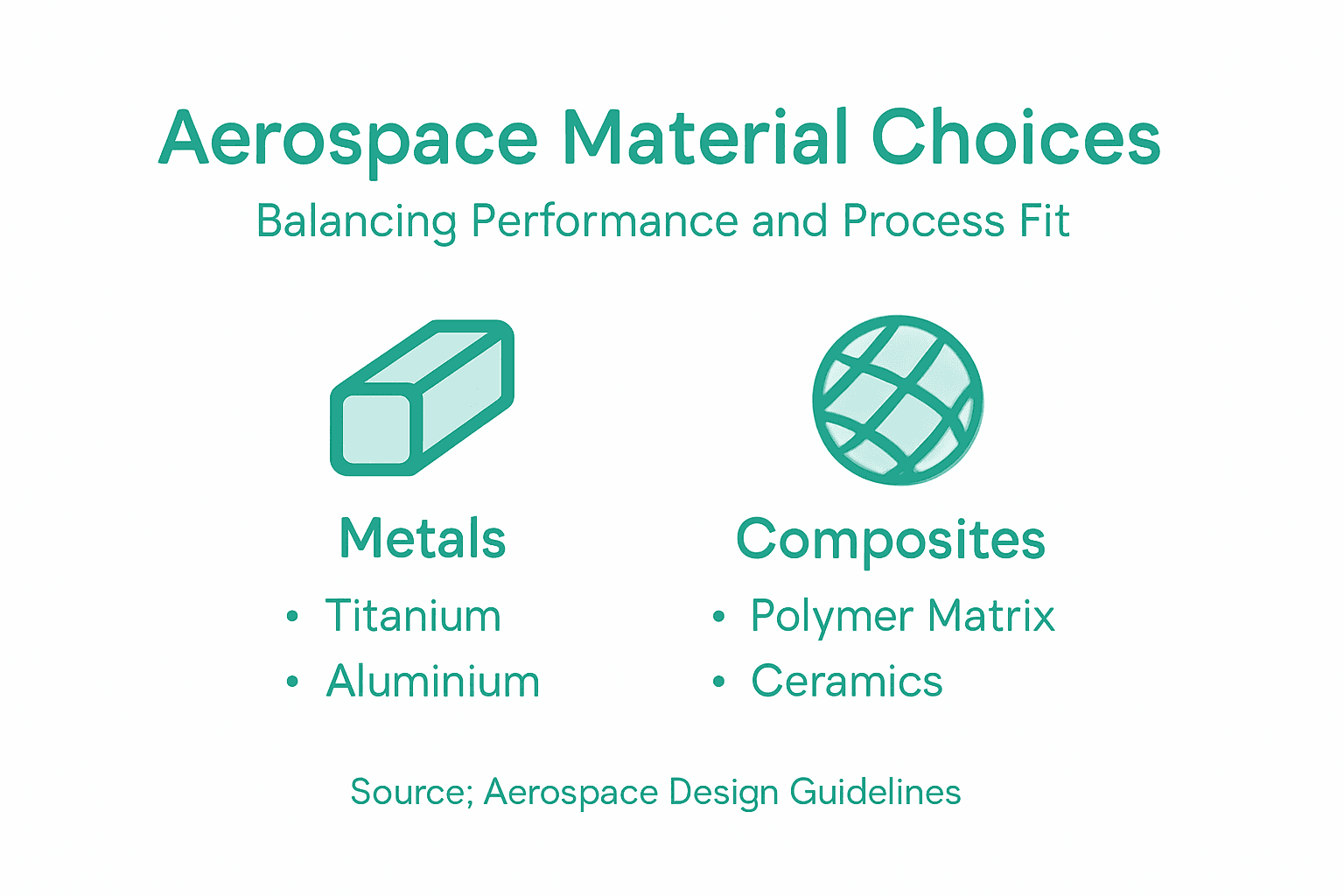 Infographic about aerospace prototype material categories