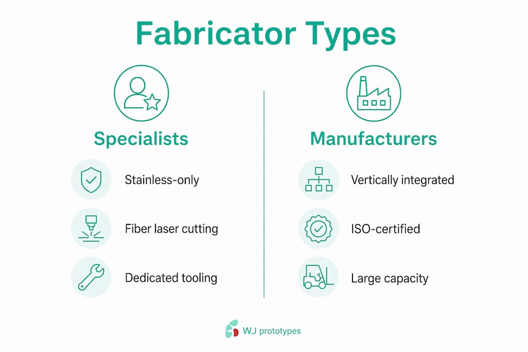 Infographic comparing stainless fabricator types